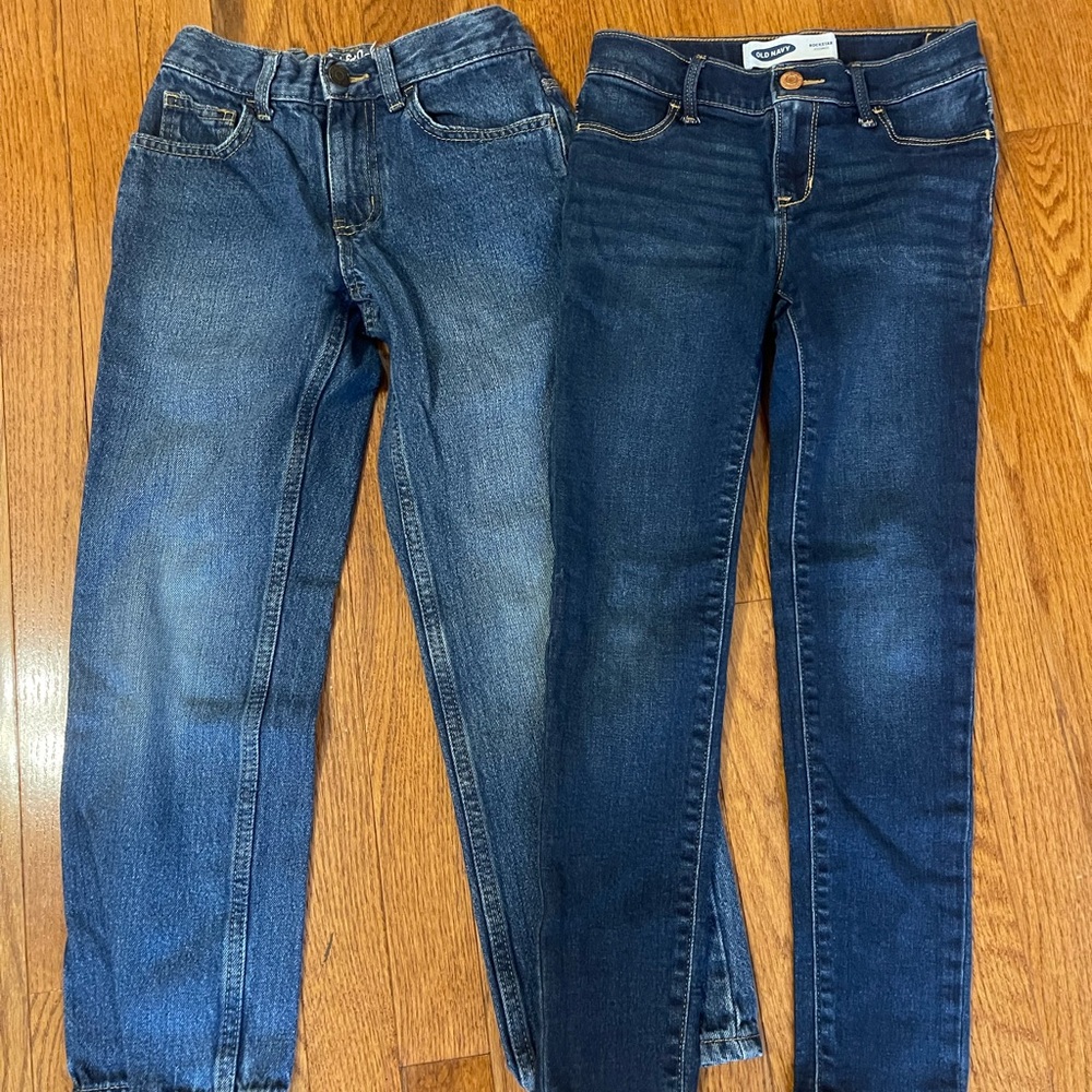 Bundle of 2 girls jeans Cat & Jack Girls Dark Blue Denim Jeans - old Navy girl 8